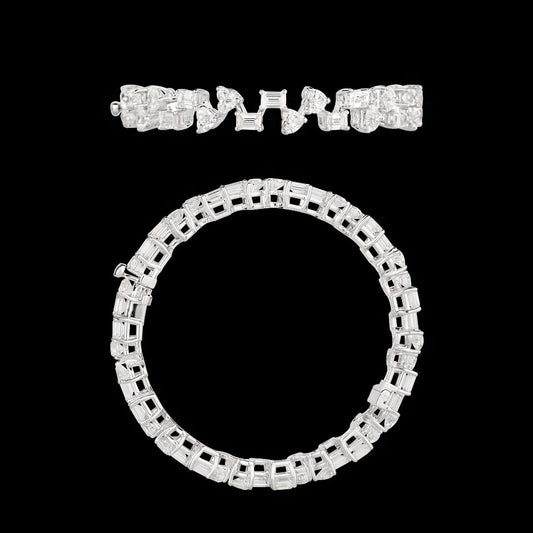 18K White Gold Diamond Bangle - 21.03ct VVS-VS-HI