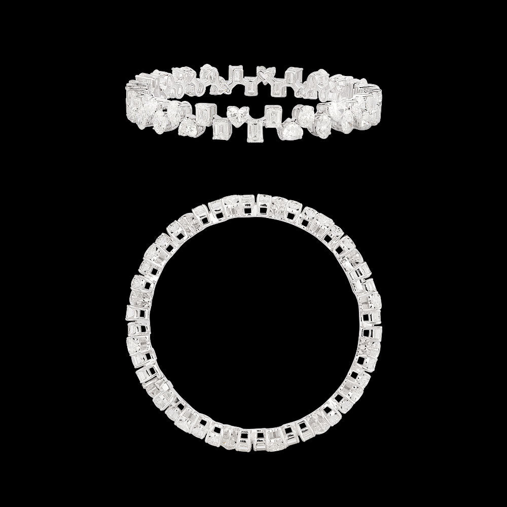 18K White Gold Diamond Bangle - 21.95ct VS-SI-GH