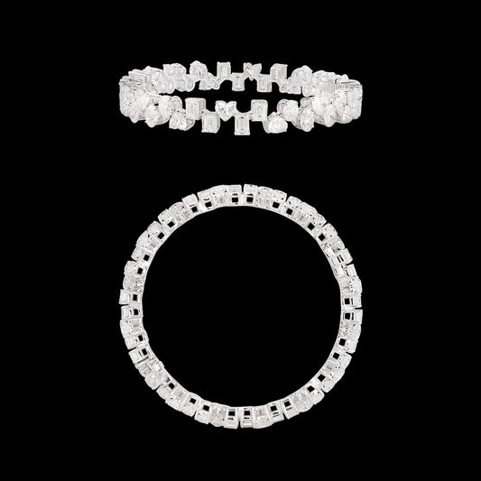 18K White Gold Diamond Bangle - 21.95ct VS-SI-GH