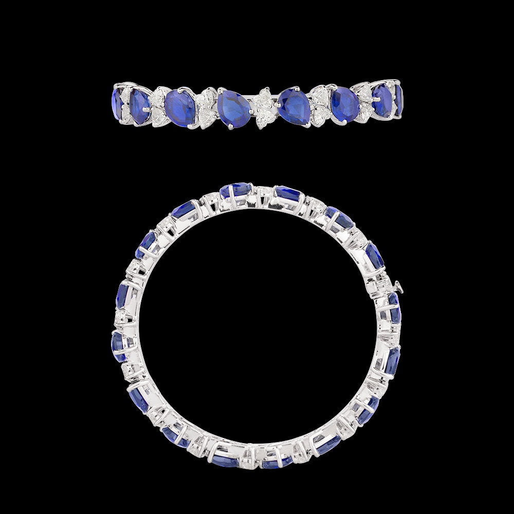 18K White Gold Diamond Bangle - 7.82ct VS-SI-FG with Colour Stones