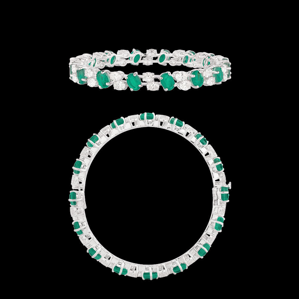 18K White Gold Diamond Bangle - 7.74ct VS-SI-FG with Colour Stones