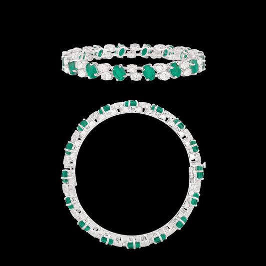 18K White Gold Diamond Bangle - 7.74ct VS-SI-FG with Colour Stones