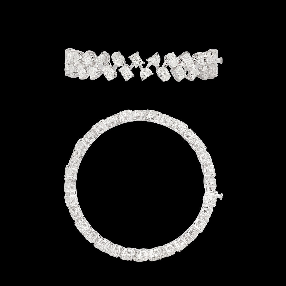 18K White Gold Diamond Bangle - 24.82ct VS-SI-FG