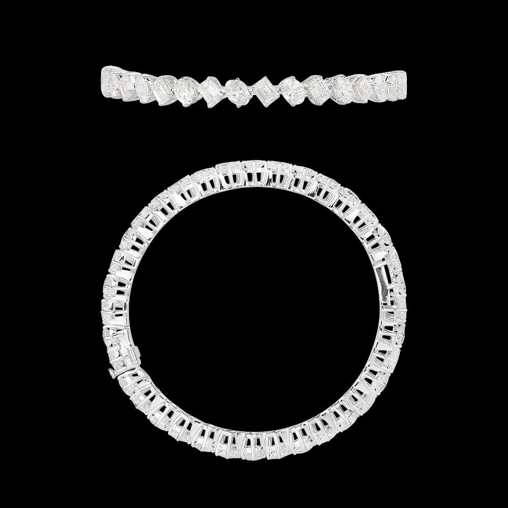 18K White Gold Diamond Bangle - 17.285ct SI-GHI