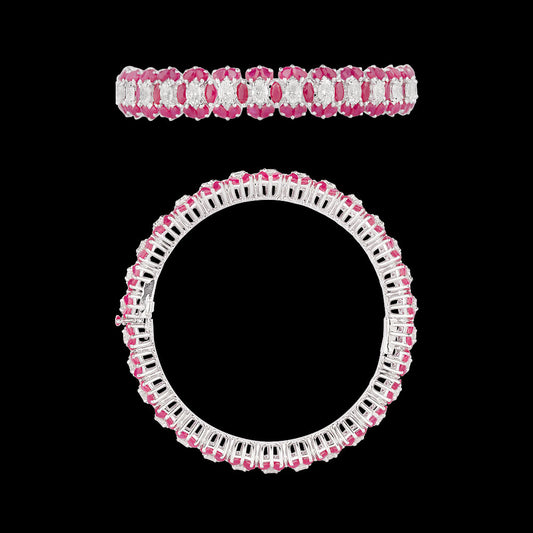 18K White Gold Diamond Bangle - 8.181ct VS-SI-GH with Colour Stones