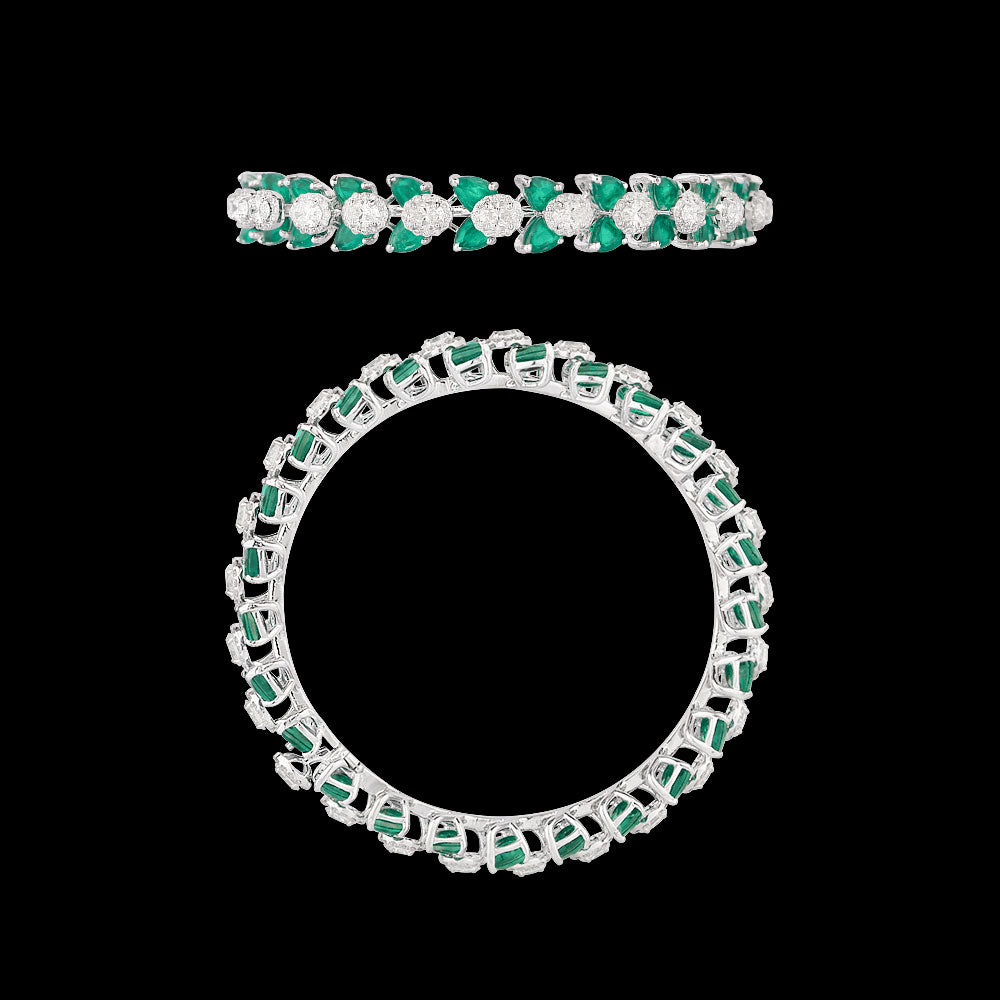 18K White Gold Diamond Bangle - 7.704ct VS-SI-GH with Colour Stones