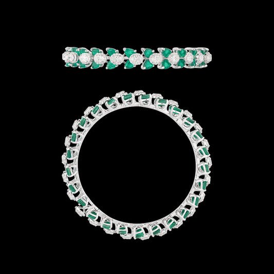 18K White Gold Diamond Bangle - 7.704ct VS-SI-GH with Colour Stones