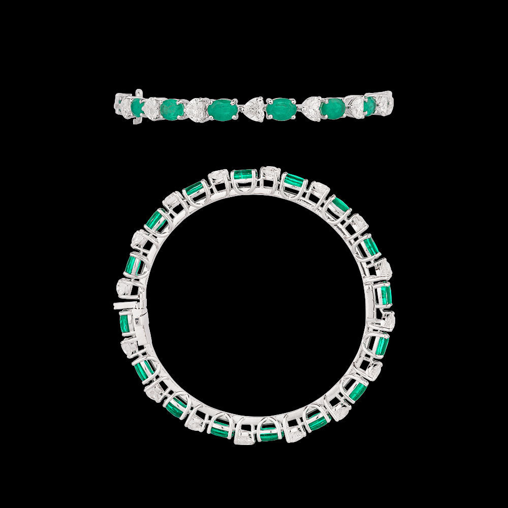18K White Gold Diamond Bangle - 8.01ct VS-SI-FG with Colour Stones