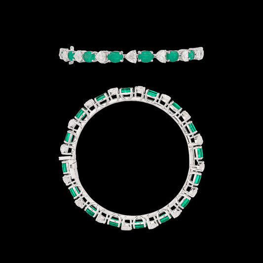 18K White Gold Diamond Bangle - 8.01ct VS-SI-FG with Colour Stones
