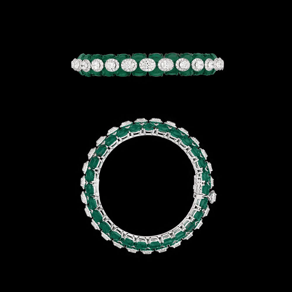 18K White Gold Diamond Bangle - 8.96ct VS-SI-FG with Colour Stones
