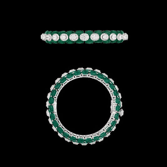 18K White Gold Diamond Bangle - 8.922ct VS-SI-FG with Colour Stones