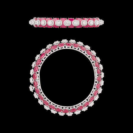 18K White Gold Diamond Bangle - 9.38ct VS-SI-FG with Colour Stones