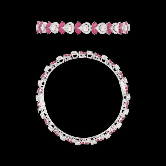 18K White Gold Diamond Bangle - 6.31ct VS-SI-FG with Colour Stones