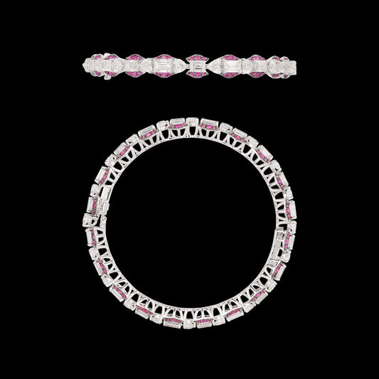 18K White Gold Diamond Bangle - 13.89ct VS-SI-GH with Colour Stones
