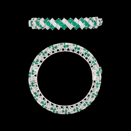 18K White Gold Diamond Bangle - 21.29ct VS-SI-GH with Colour Stones