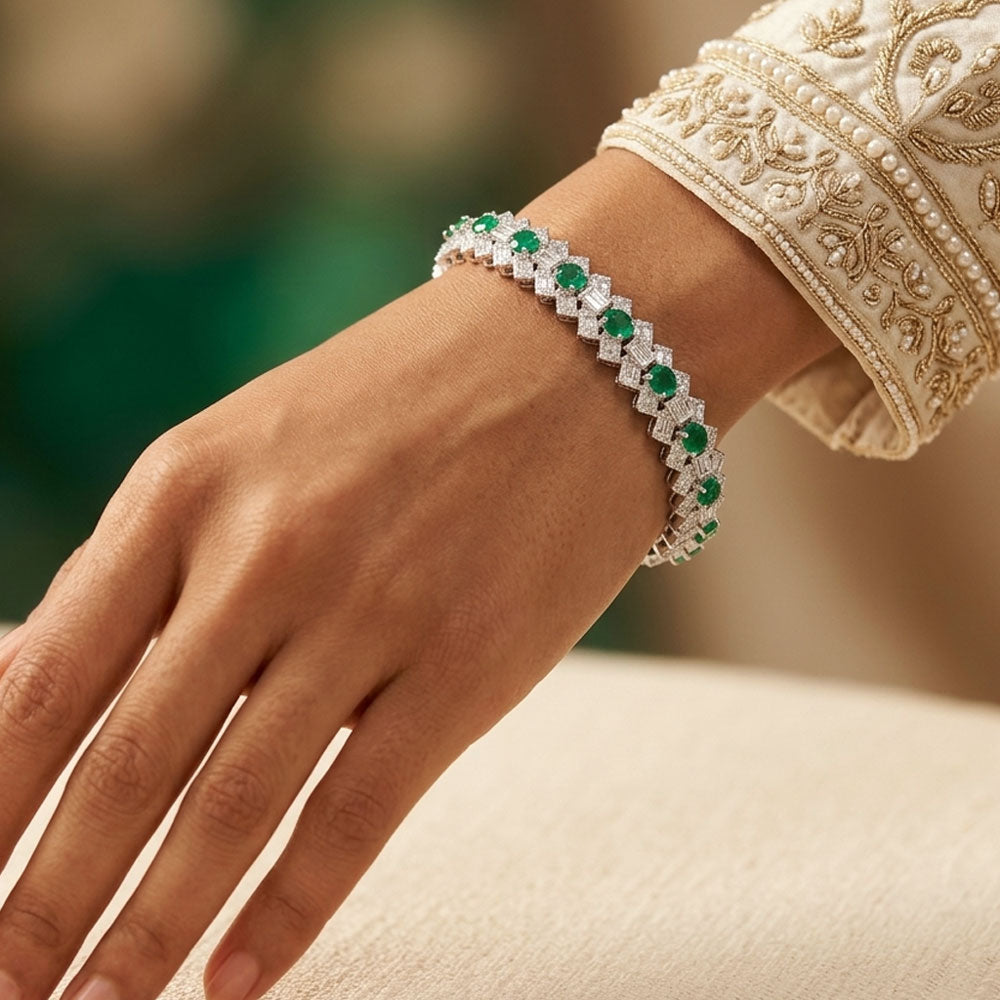 18K White Gold Diamond Bangle - 35.54ct VS-SI-GH with Colour Stones