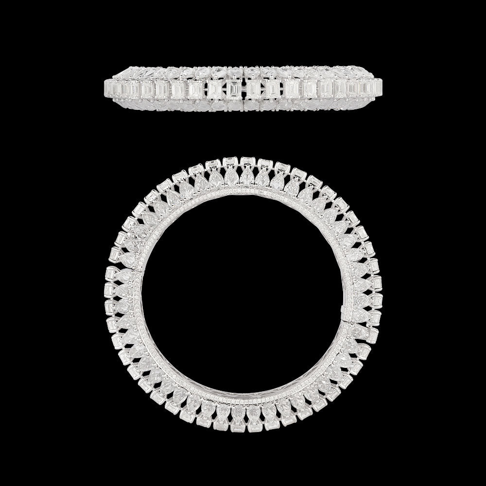 18K White Gold Diamond Bangle - 21.62ct VVS-VS-HI with Colour Stones