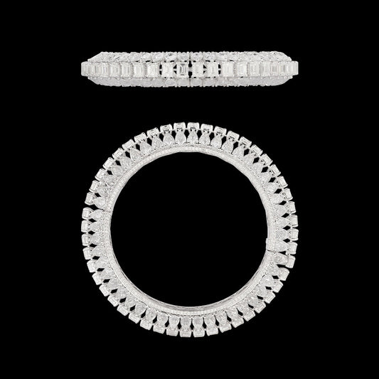 18K White Gold Diamond Bangle - 21.62ct VVS-VS-HI with Colour Stones