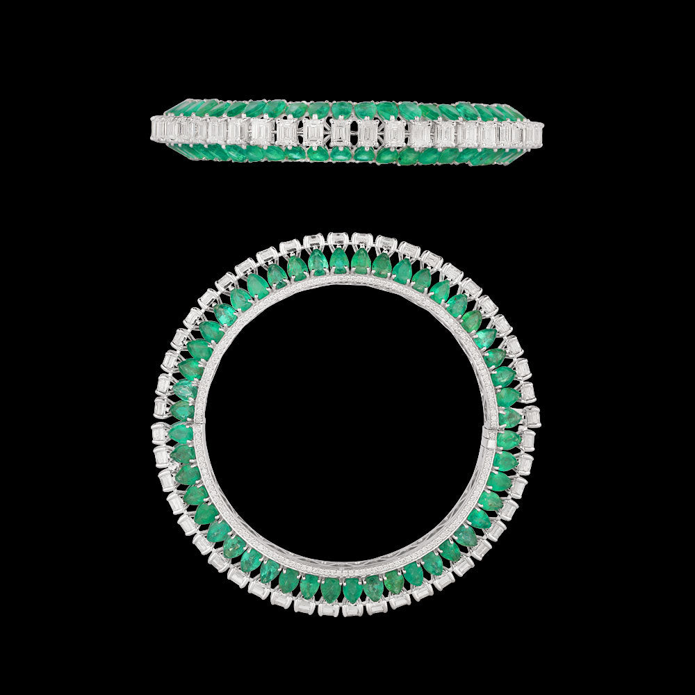 18K White Gold Diamond Bangle - 21.43ct VVS-VS-HI with Colour Stones