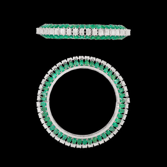 18K White Gold Diamond Bangle - 21.43ct VVS-VS-HI with Colour Stones