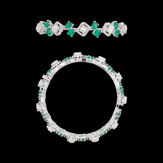 18K White Gold Diamond Bangle - 6.927ct VVS-VS-HI with Colour Stones
