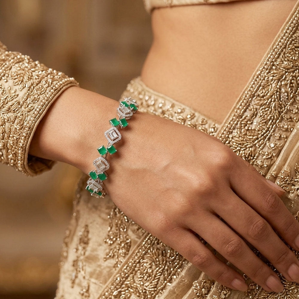 18K White Gold Diamond Bangle - 6.927ct VVS-VS-HI with Colour Stones