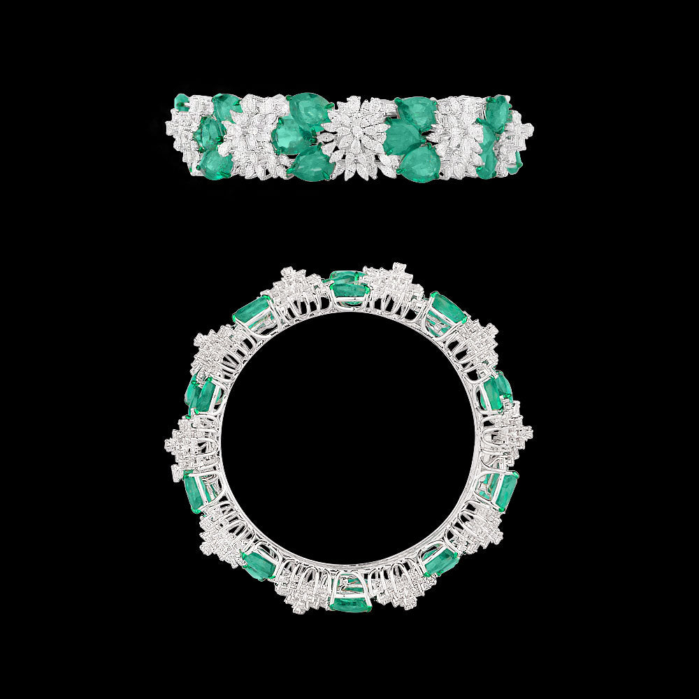 18K White Gold Diamond Bangle - 13.85ct VVS-FG with Colour Stones
