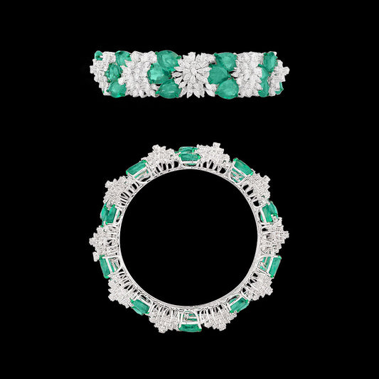 18K White Gold Diamond Bangle - 13.85ct VVS-FG with Colour Stones