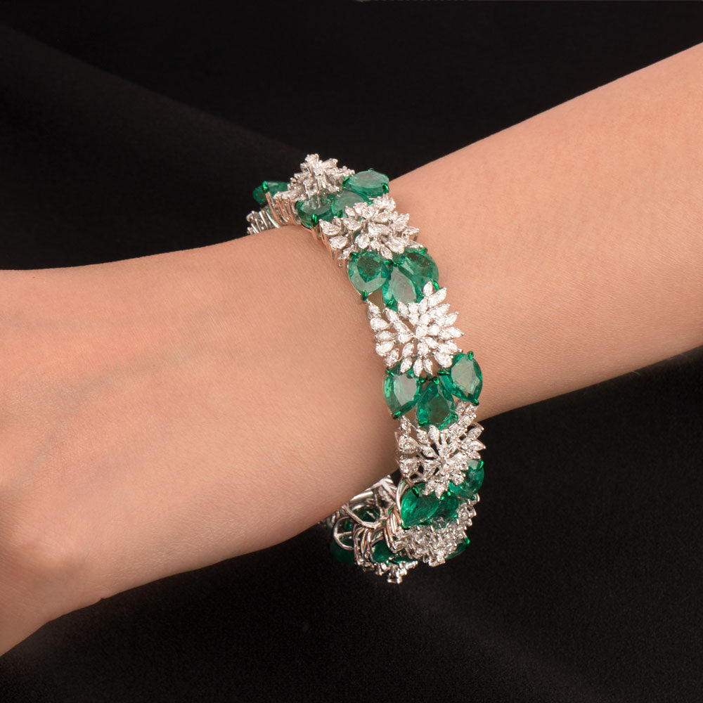 18K White Gold Diamond Bangle - 13.85ct VVS-FG with Colour Stones