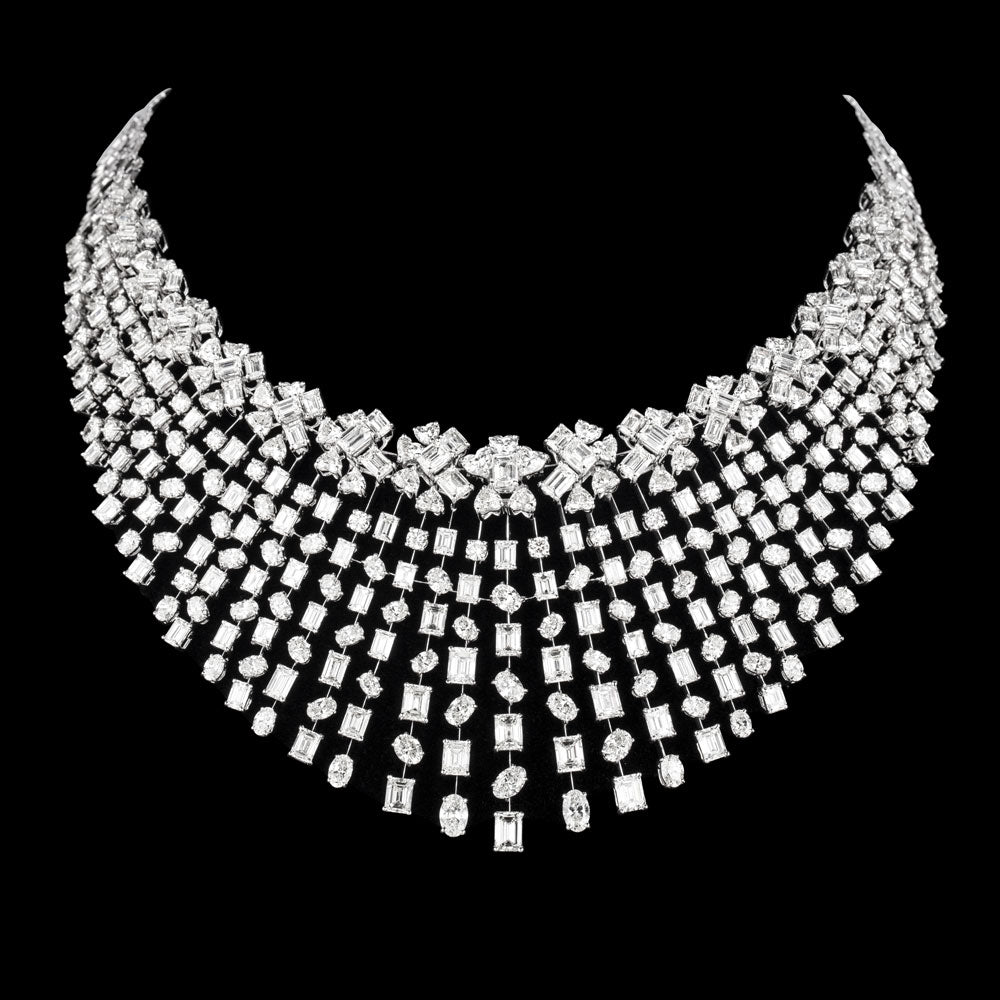 18K White Gold Diamond Necklace - 79.746ct VVS-VS-GH