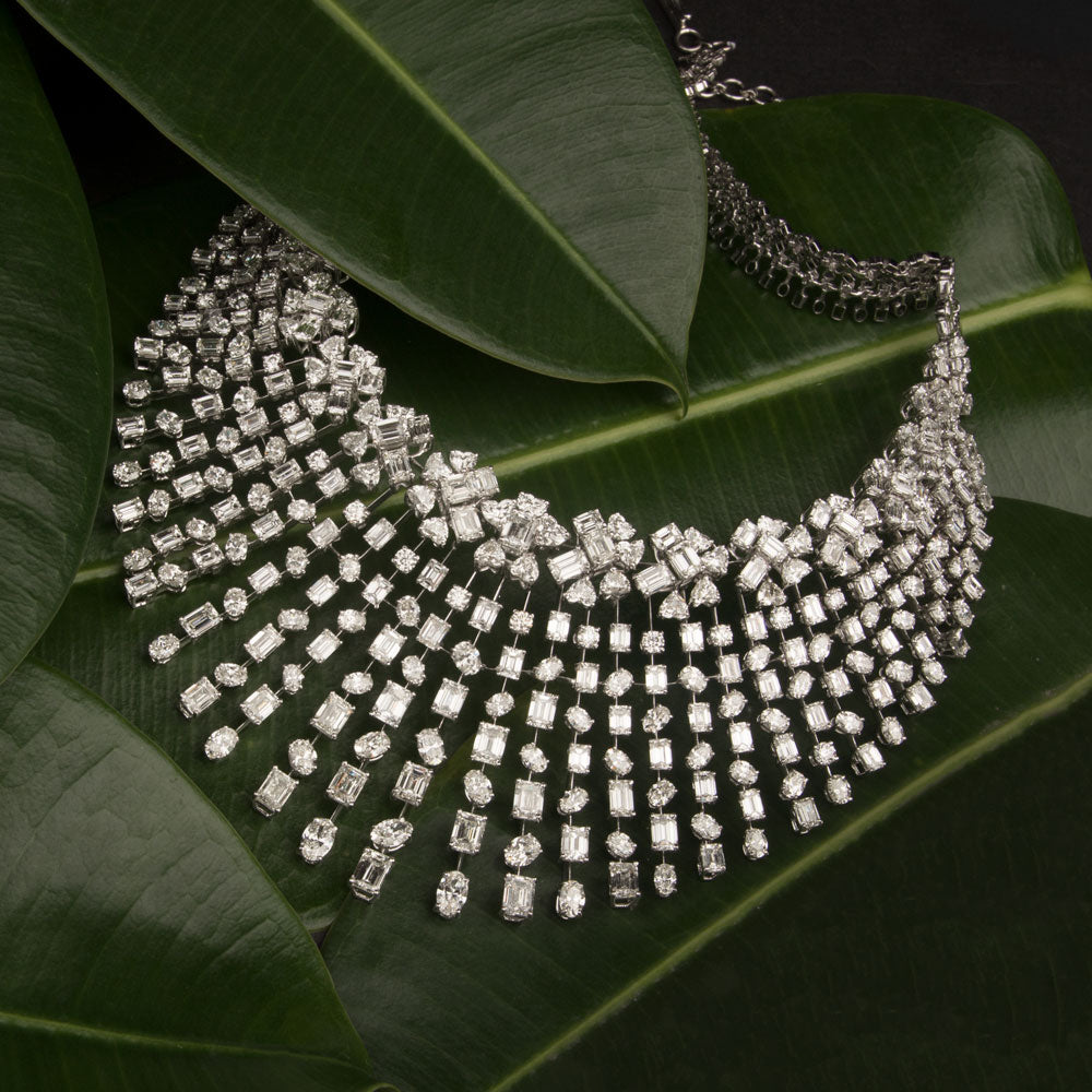 18K White Gold Diamond Necklace - 79.746ct VVS-VS-GH