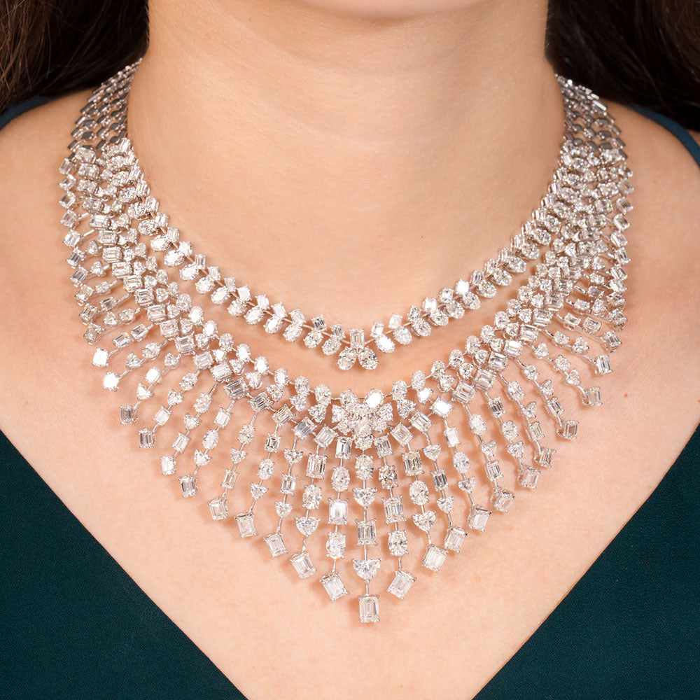 18K White Gold Diamond Necklace - 74.797ct VS-SI-FGH