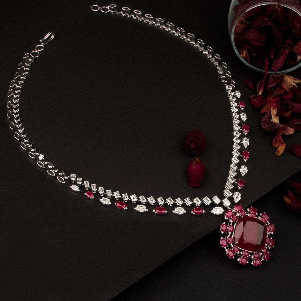 18K White Gold Diamond Necklace - 12.43ct VVS-VS-GH with Colour Stones