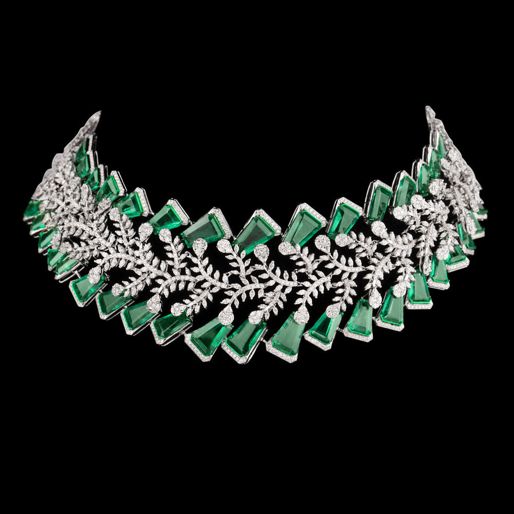 18K White Gold Diamond Necklace - 16.129ct VVS-FG with Colour Stones