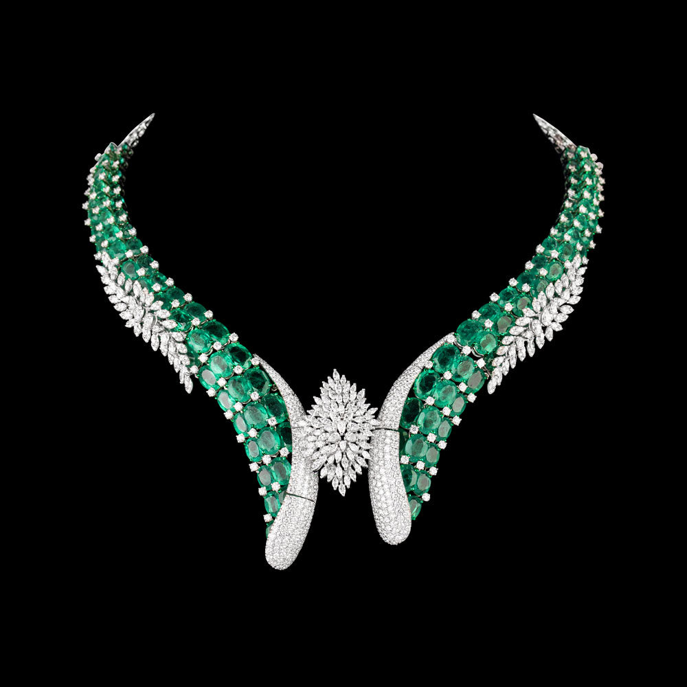 18K White Gold Diamond Necklace - 16.036ct VVS-VS-EF with Colour Stones