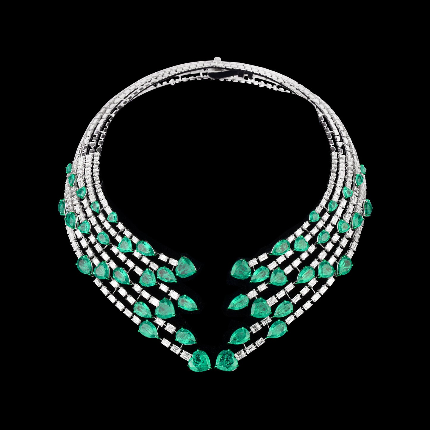18K White Gold Diamond Necklace - 28.972ct VVS-VS-GH with Colour Stones