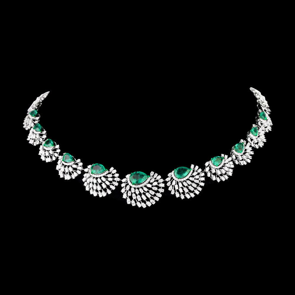 18K White Gold Diamond Necklace - 8.03ct VS-SI-EF with Colour Stones
