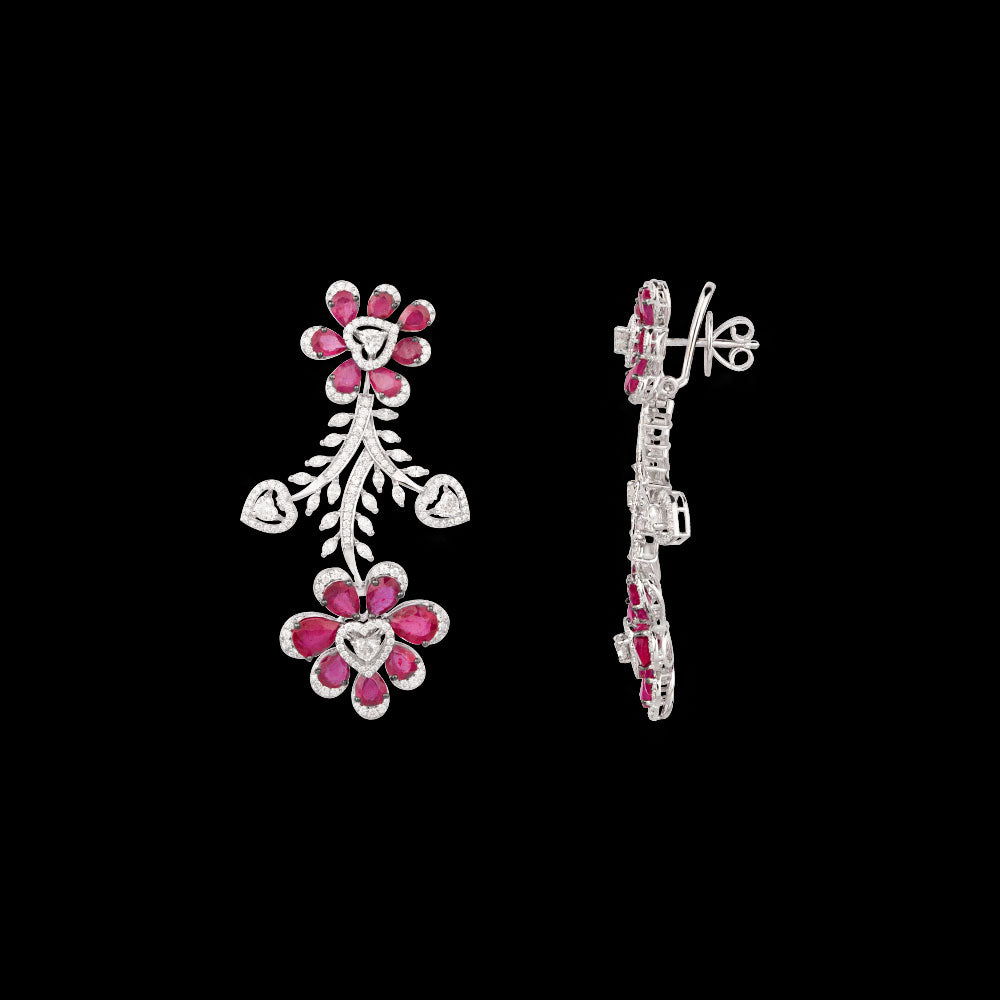 18K White Gold Diamond Jewellery - 5.21ct VVS-VS-GH with Colour Stones