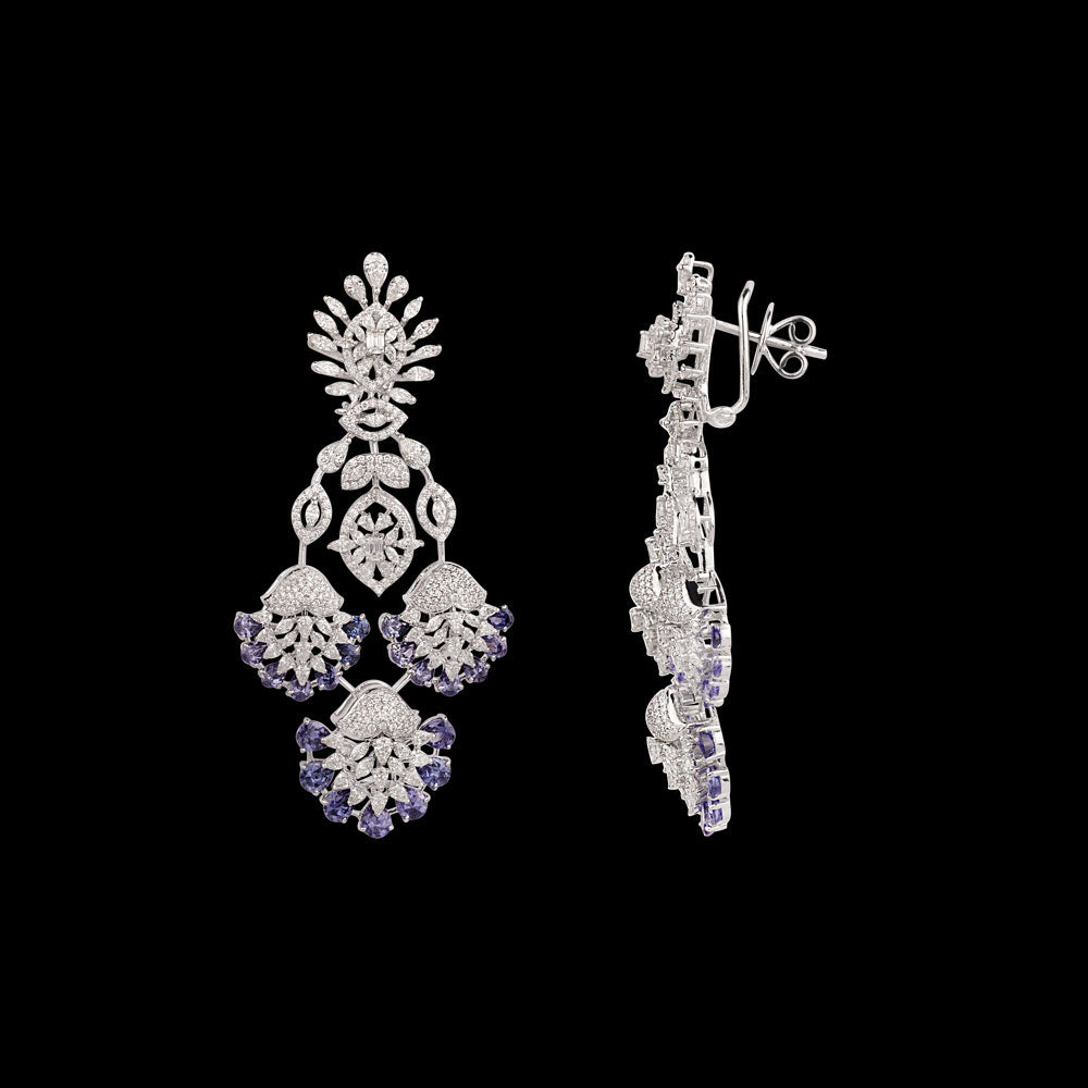 18K White Gold Diamond Jewellery - 8.9ct VVS-FG with Colour Stones