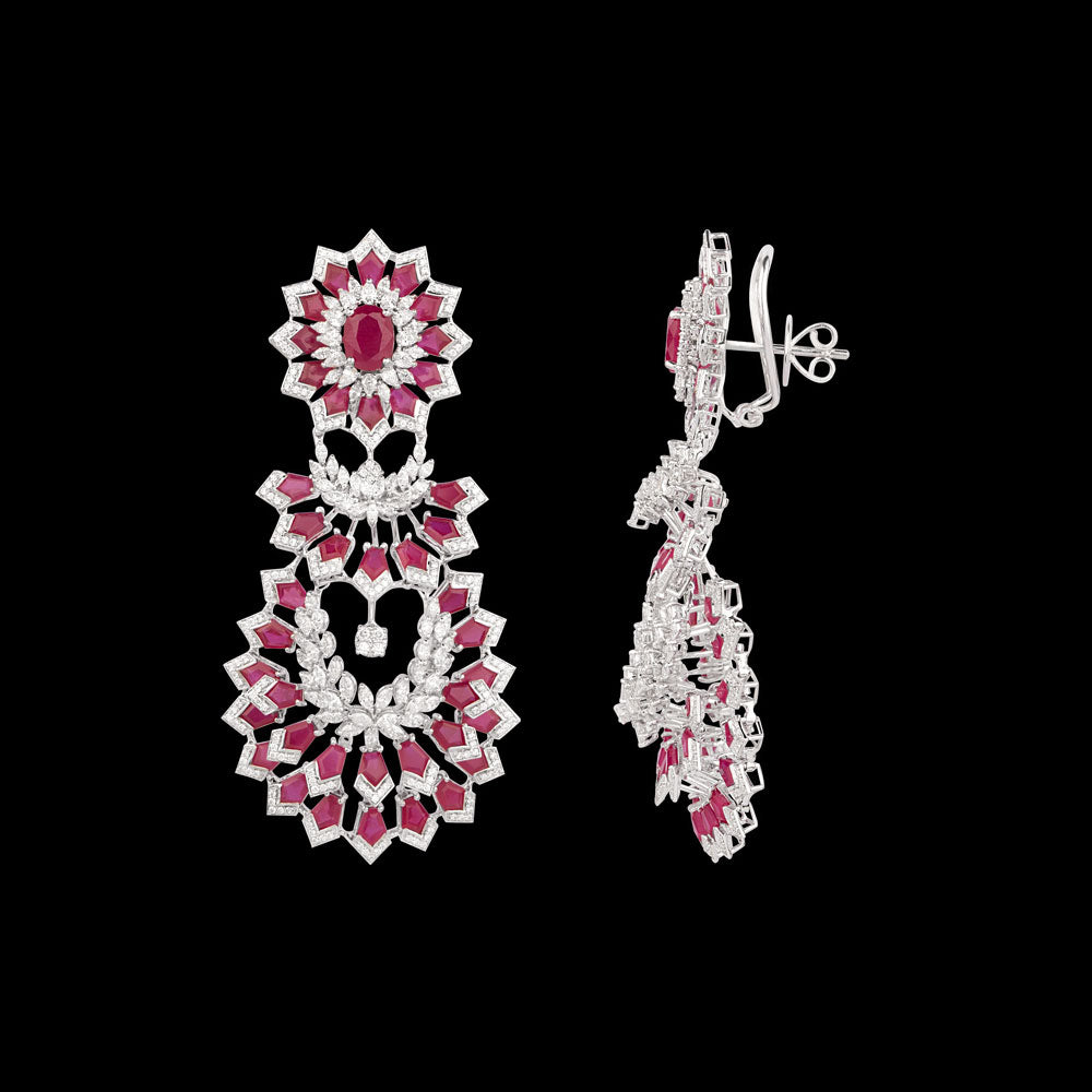 18K White Gold Diamond Jewellery - 7.94ct VVS-FG with Colour Stones