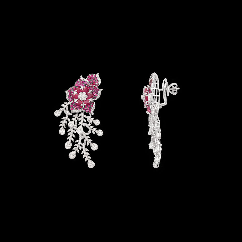 18K White Gold Diamond Jewellery - 6.55ct VVS-VS-FG with Colour Stones