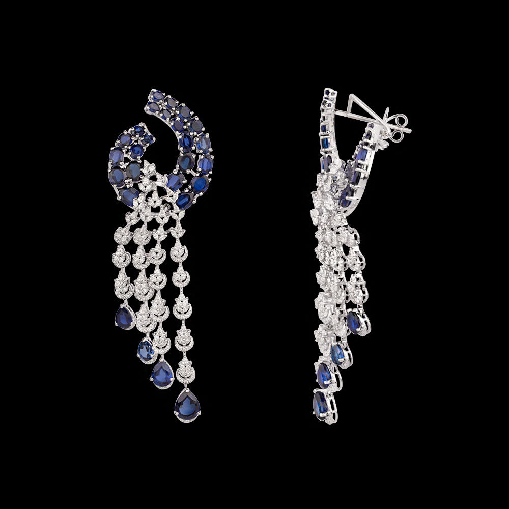 18K White Gold Diamond Jewellery - 5.58ct VVS-VS-FG with Colour Stones