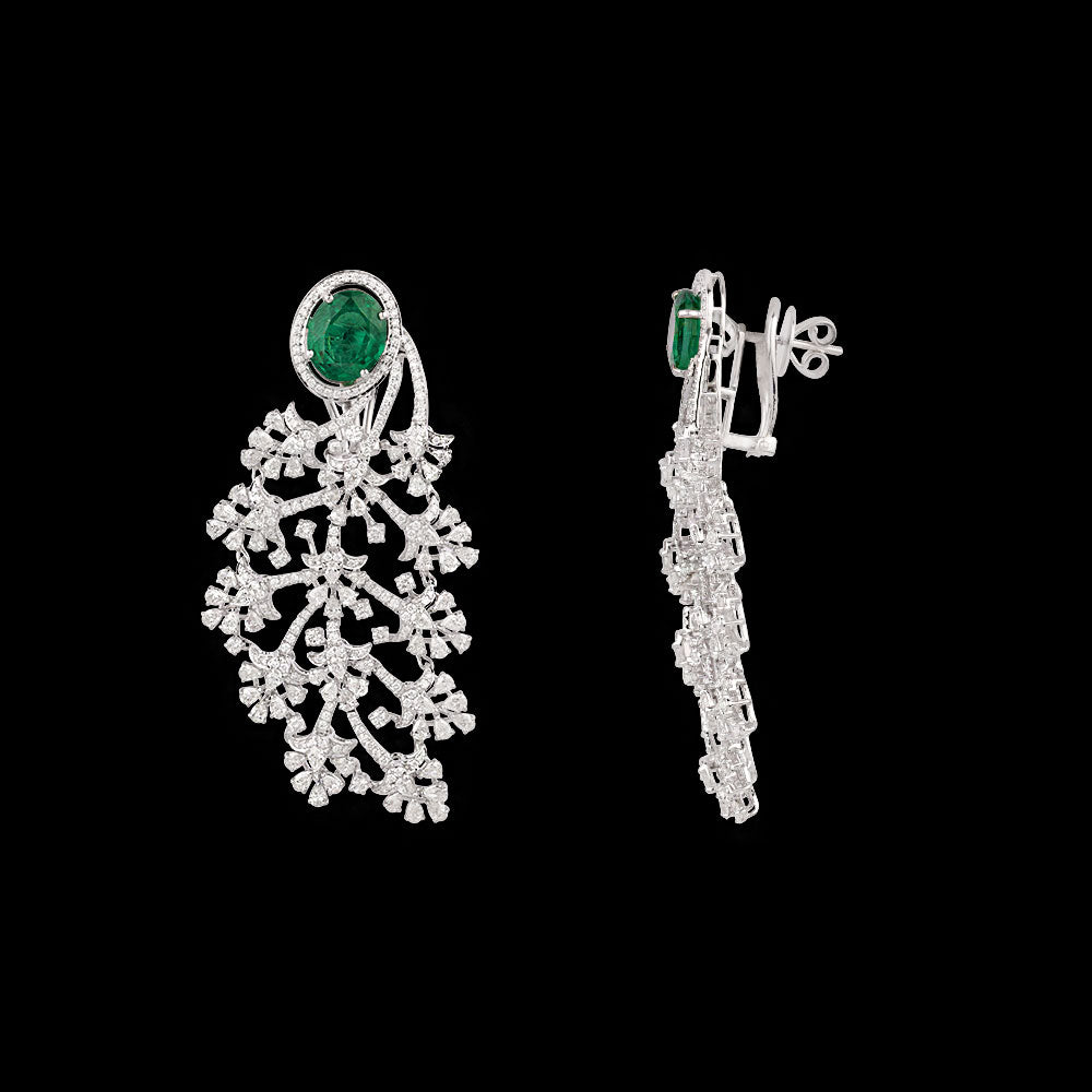 18K White Gold Diamond Jewellery - 11.11ct VVS-VS-FG with Colour Stones