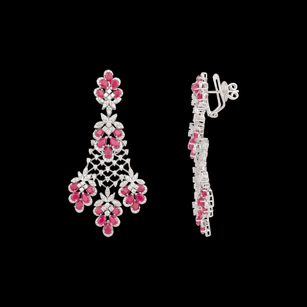 18K White Gold Diamond Jewellery - 5.42ct VVS-FG with Colour Stones