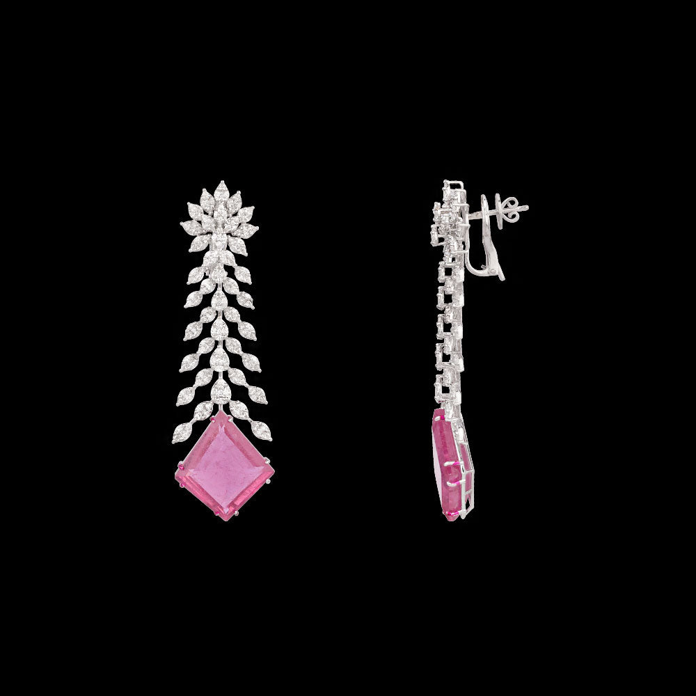 18K White Gold Diamond Jewellery - 7.871ct VVS-FG with Colour Stones