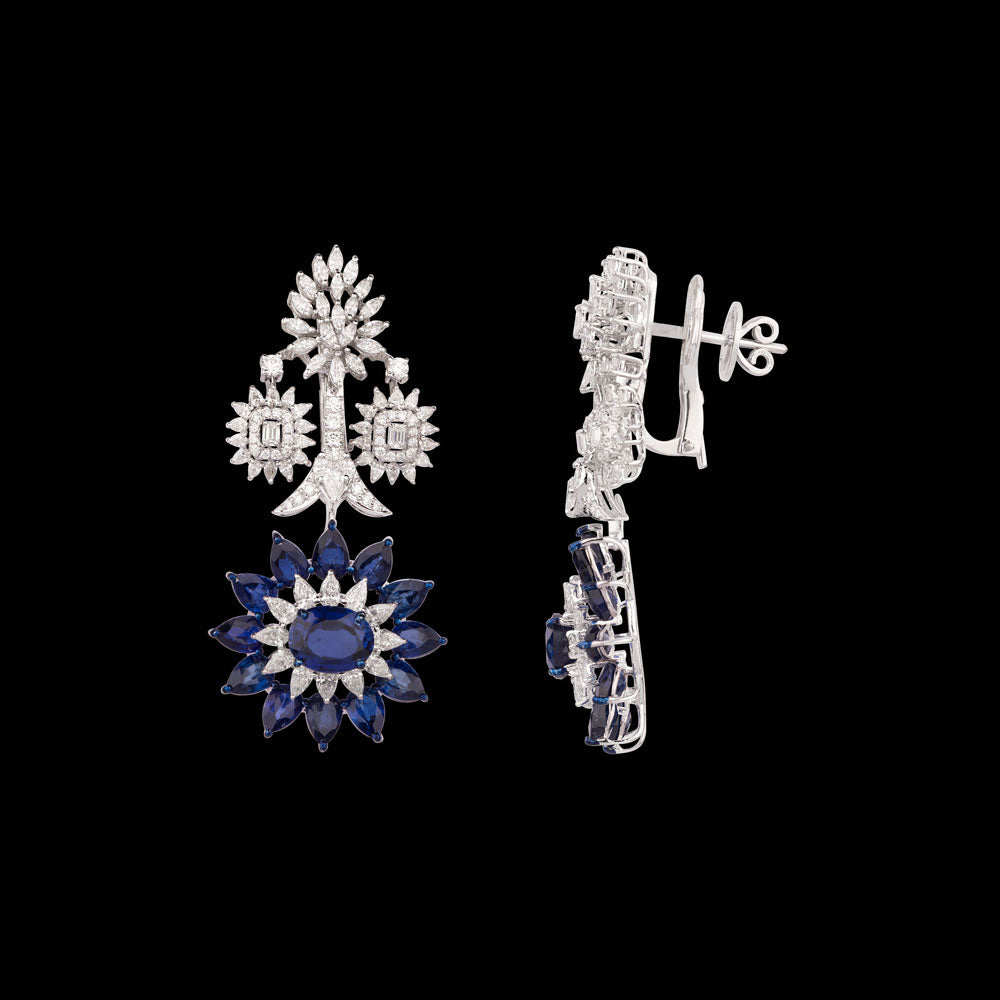 18K White Gold Diamond Jewellery - 8.58ct VVS-VS-EF with Colour Stones