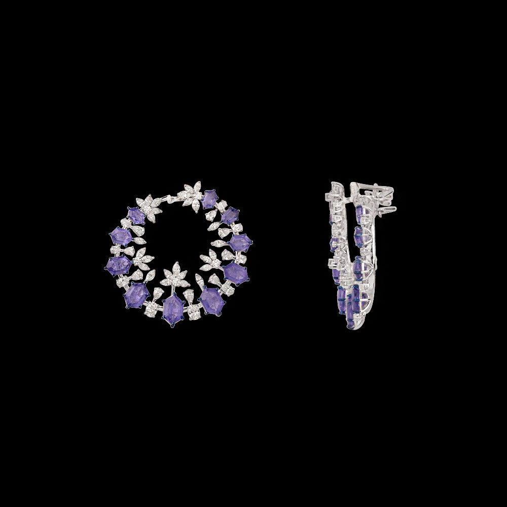 18K White Gold Diamond Jewellery - 7.57ct VS-SI-HI with Colour Stones