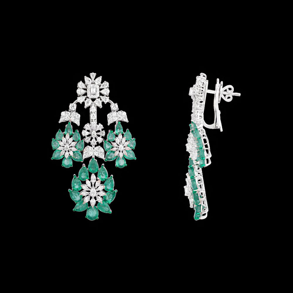 18K White Gold Diamond Jewellery - 6.05ct VVS-FG with Colour Stones