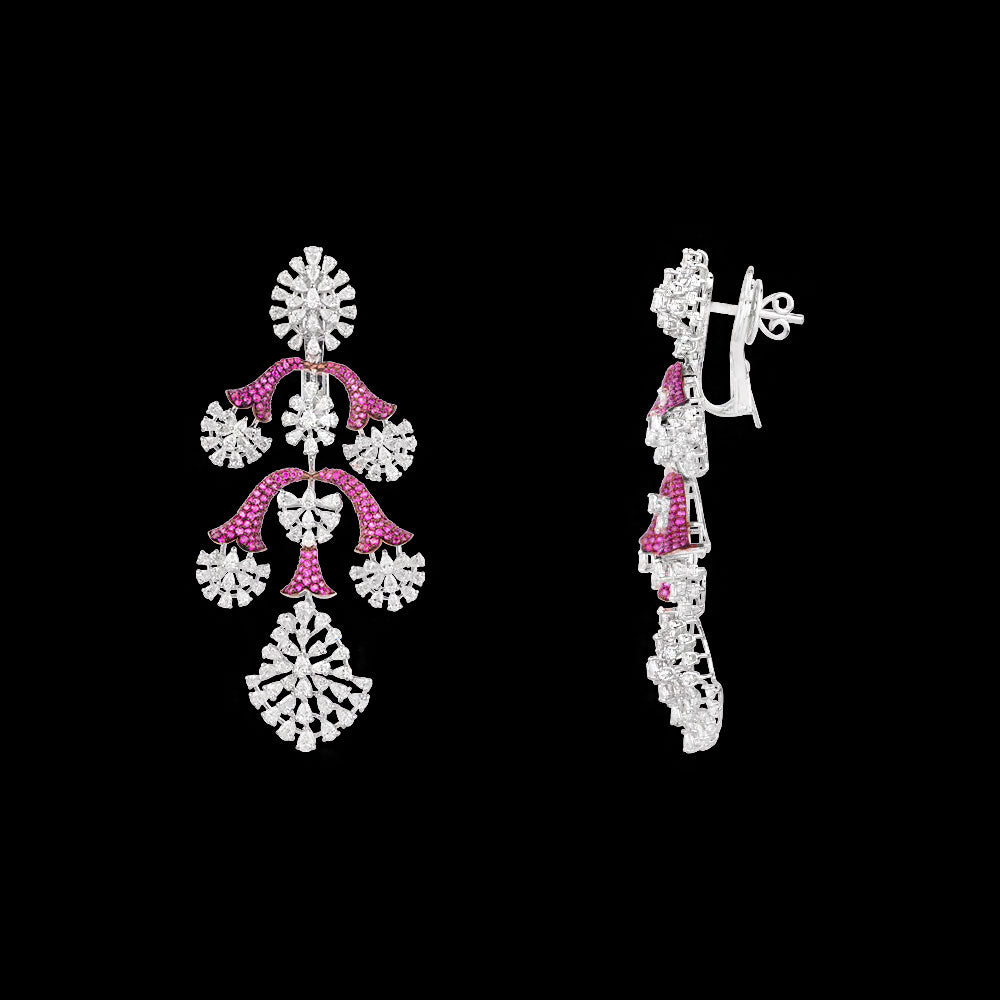18K White Gold Diamond Jewellery - 10.89ct VVS-FG with Colour Stones