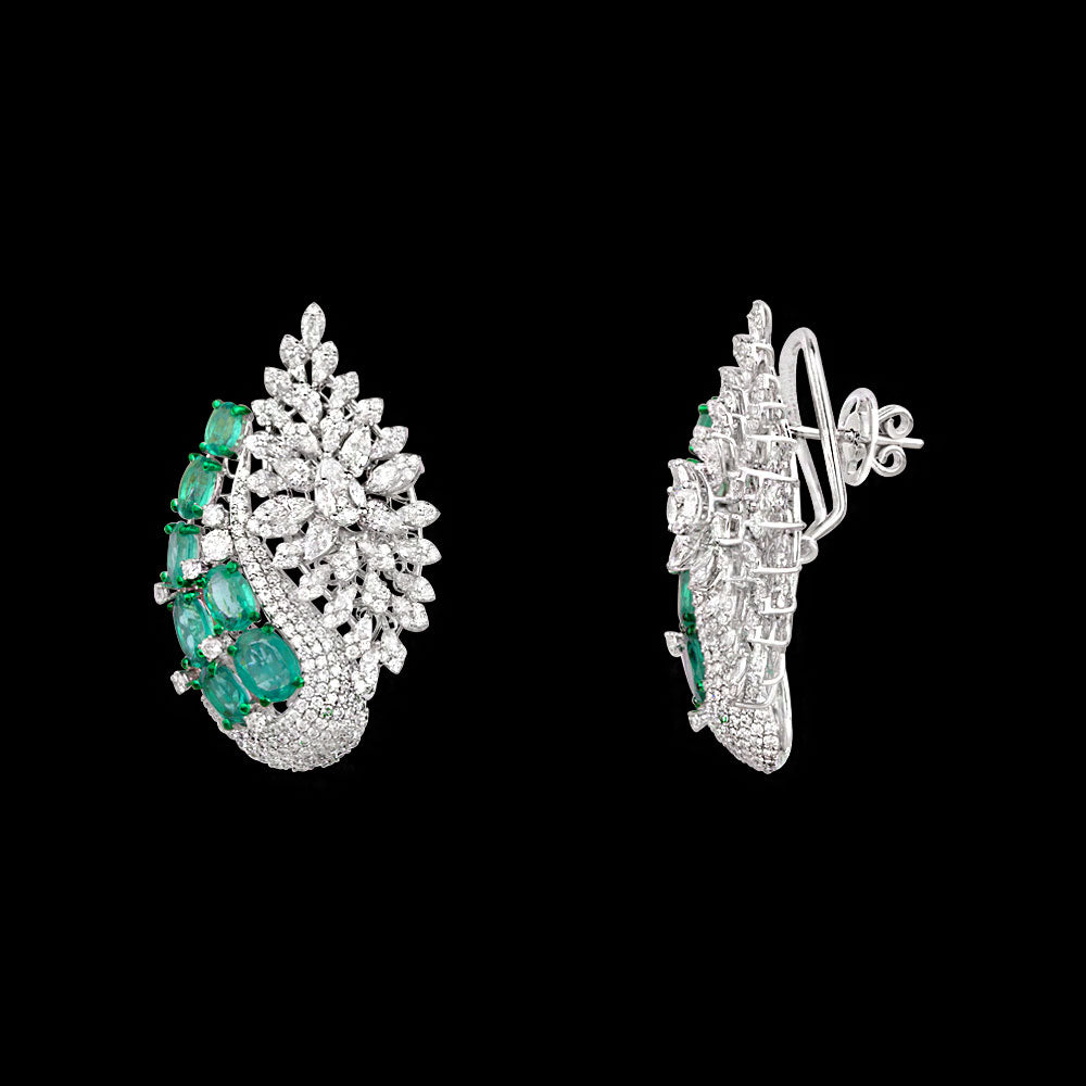 18K White Gold Diamond Jewellery - 5.508ct VVS-VS-EF with Colour Stones